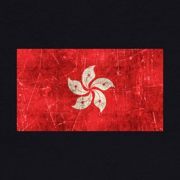 Vintage Aged and Scratched Hong Kong Flag by jeffbartels